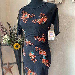 4/$20 LuLaRoe Julia Raglan Bodycon Dress Black with Florals XXS
